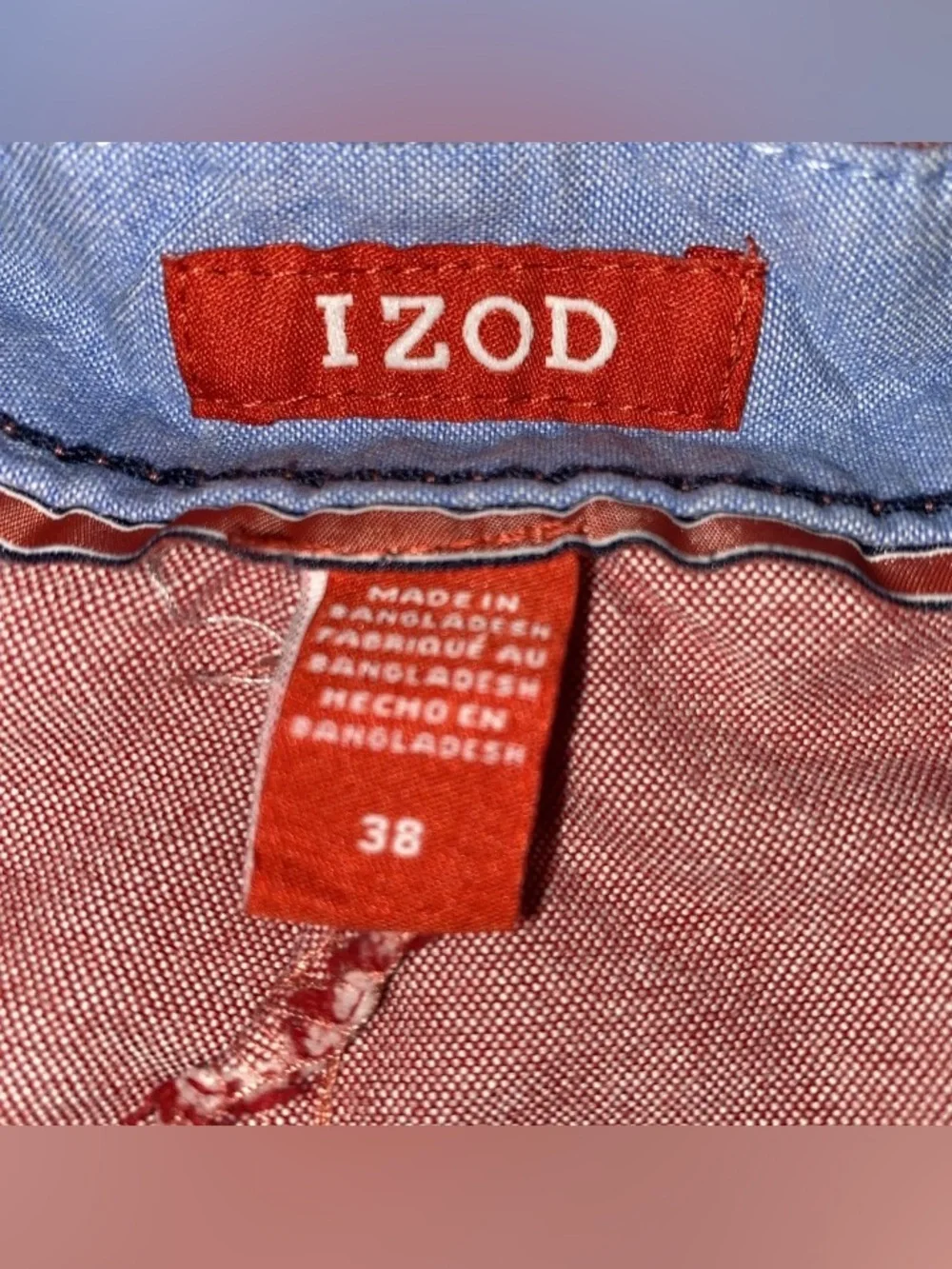 Izod Chino Golf Shorts Mens 38 Pink 10 Inch Inseam Preppy Cotton Beach Coastal